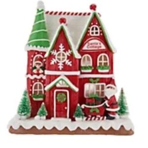 10" Illuminated Decorative Gingerbread House By Valerie